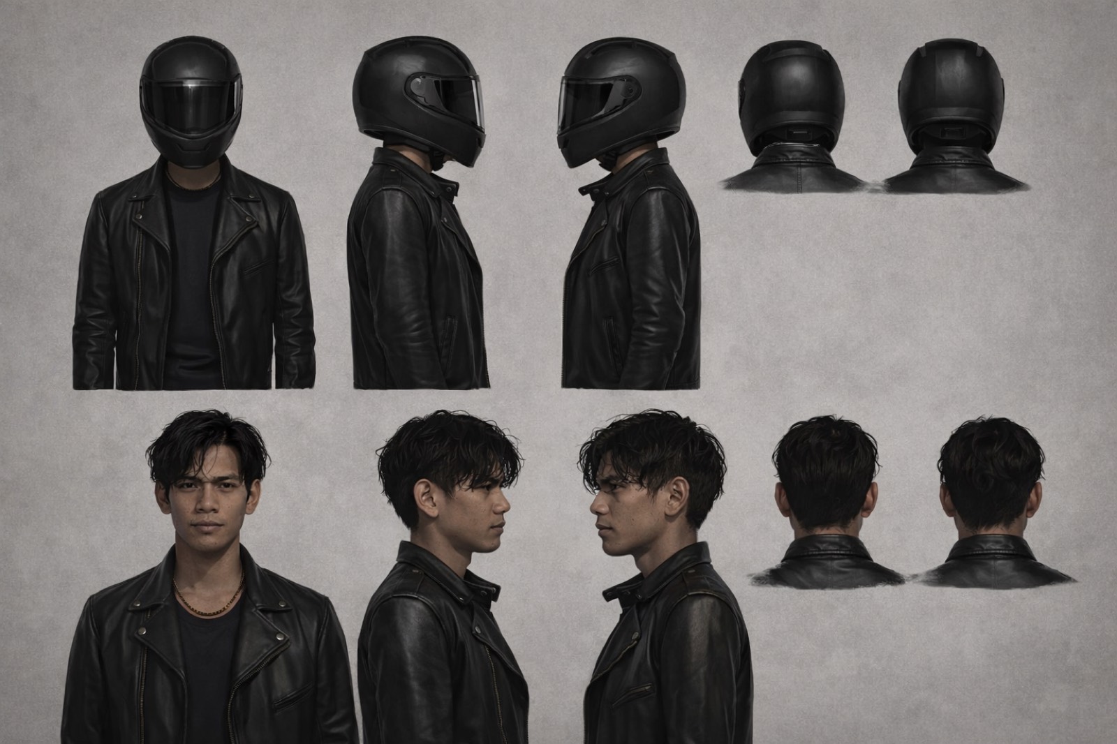 Character model sheet: consistent turnaround of Ahmed for the AI pipeline